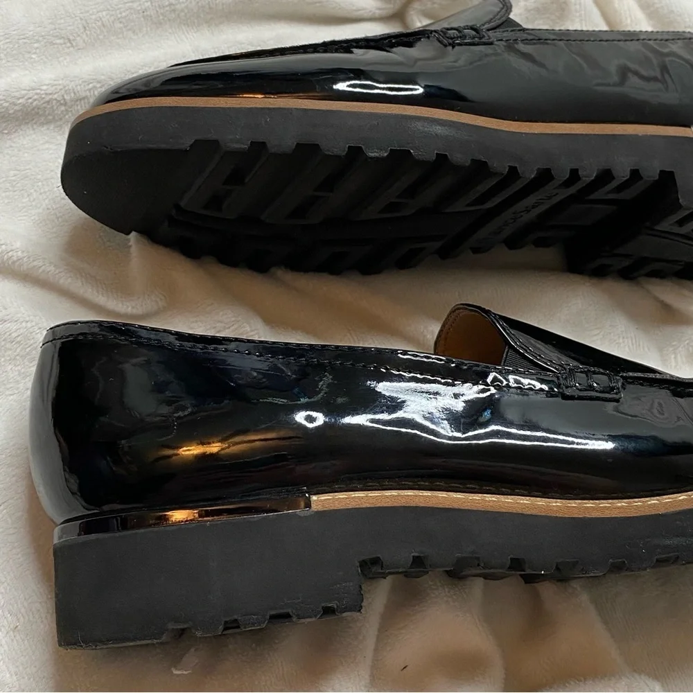 Franco Sarto Black Shiny Patent Leather Cypress Lug Sole Loafers - Picture 7 of 15